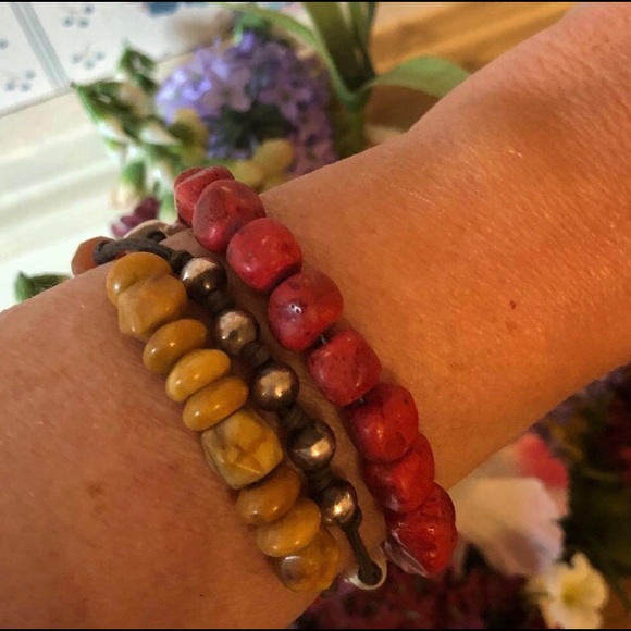 Vintage Silpada Sterling Silver Pearl Coral Jasper Magnetic Clasp Bracelet B1423 - Picture 6 of 8